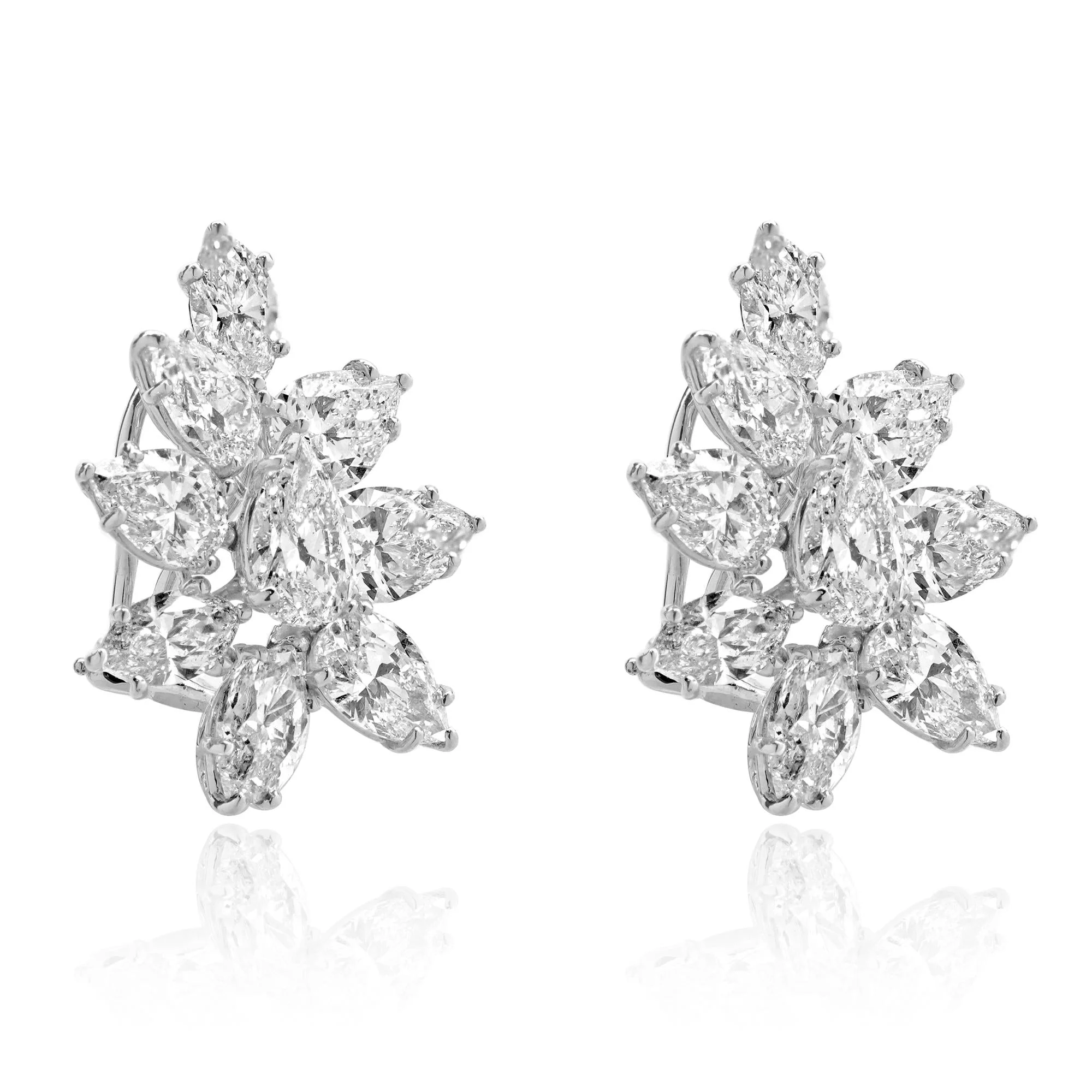 Valenti Magro Platinum Pear and Marquise Cut Diamond Cluster Earrings - Image 2