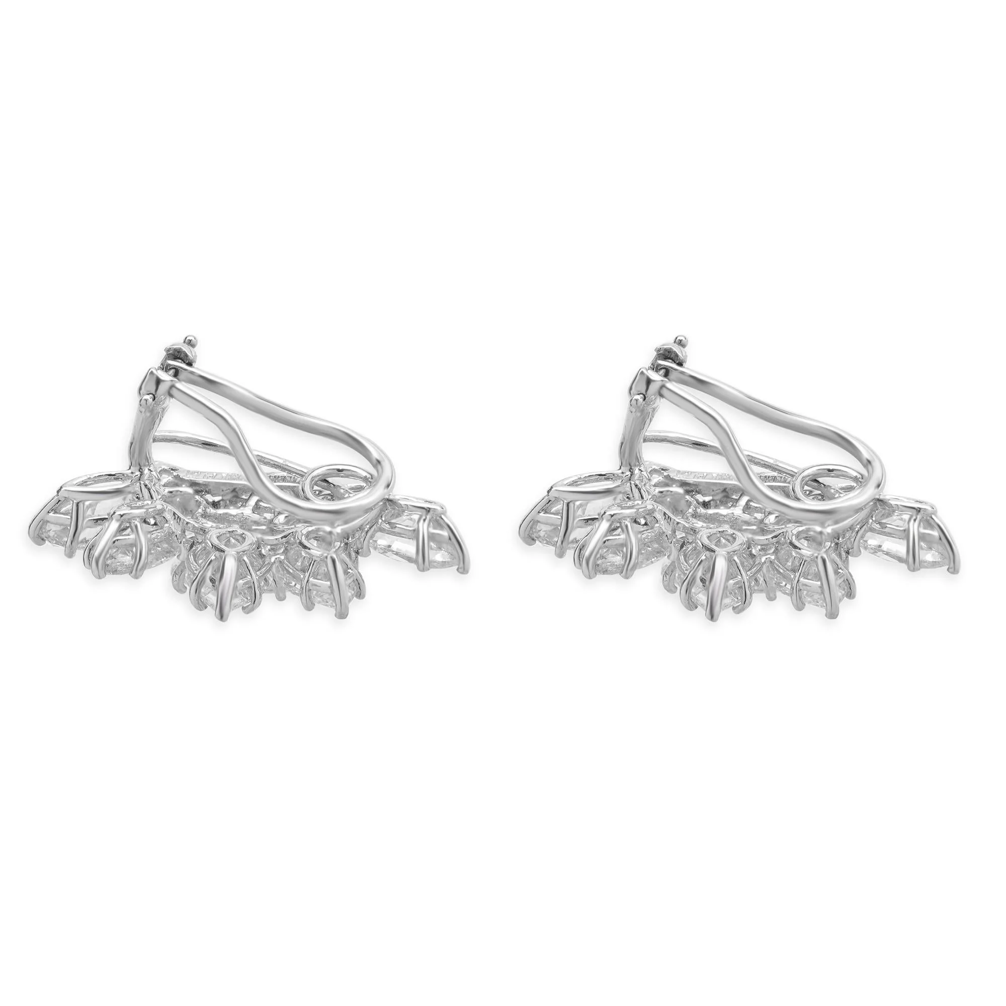 Valenti Magro Platinum Pear and Marquise Cut Diamond Cluster Earrings - Image 3