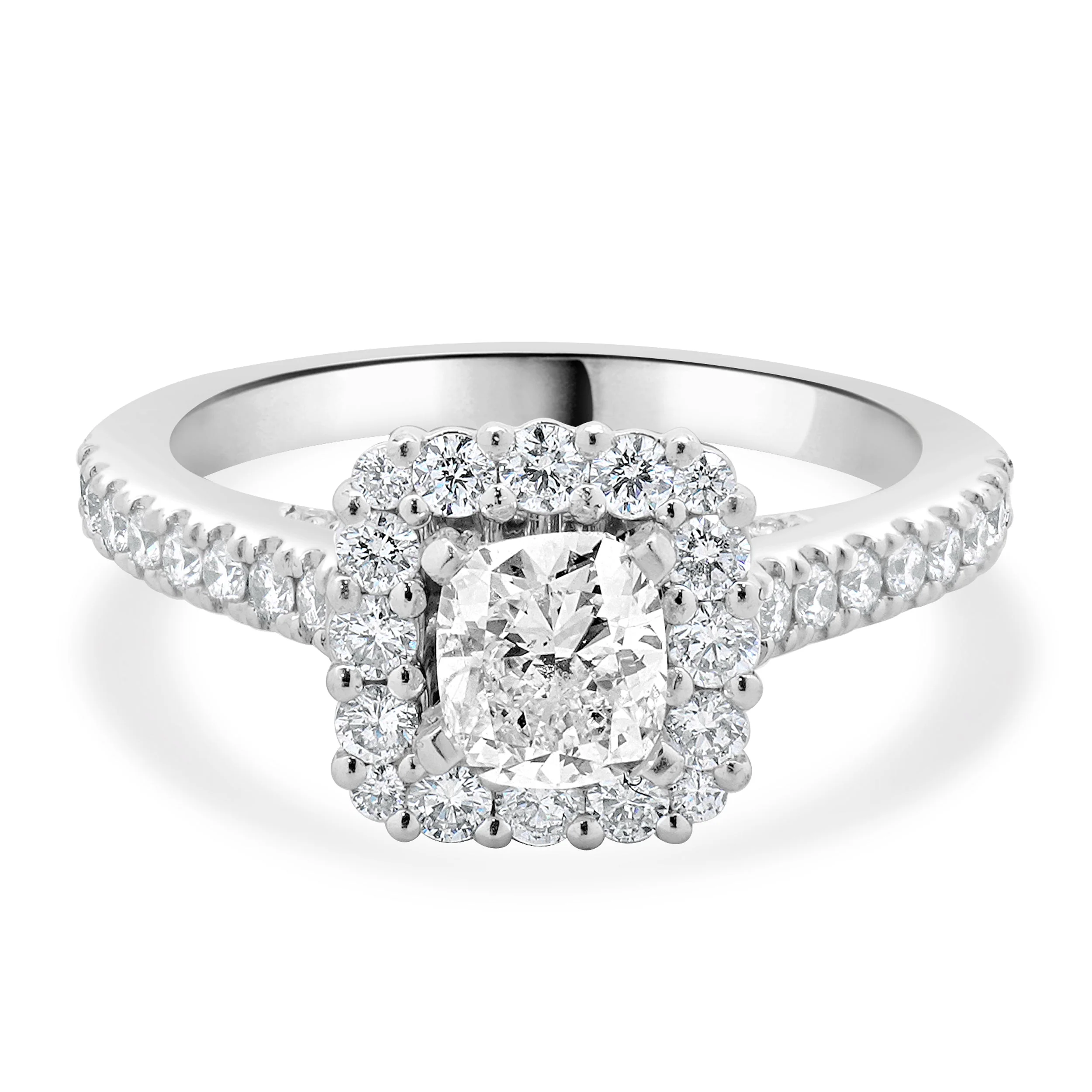 Vera Wang 14 Karat White Gold Cushion Cut Diamond Engagement Ring
