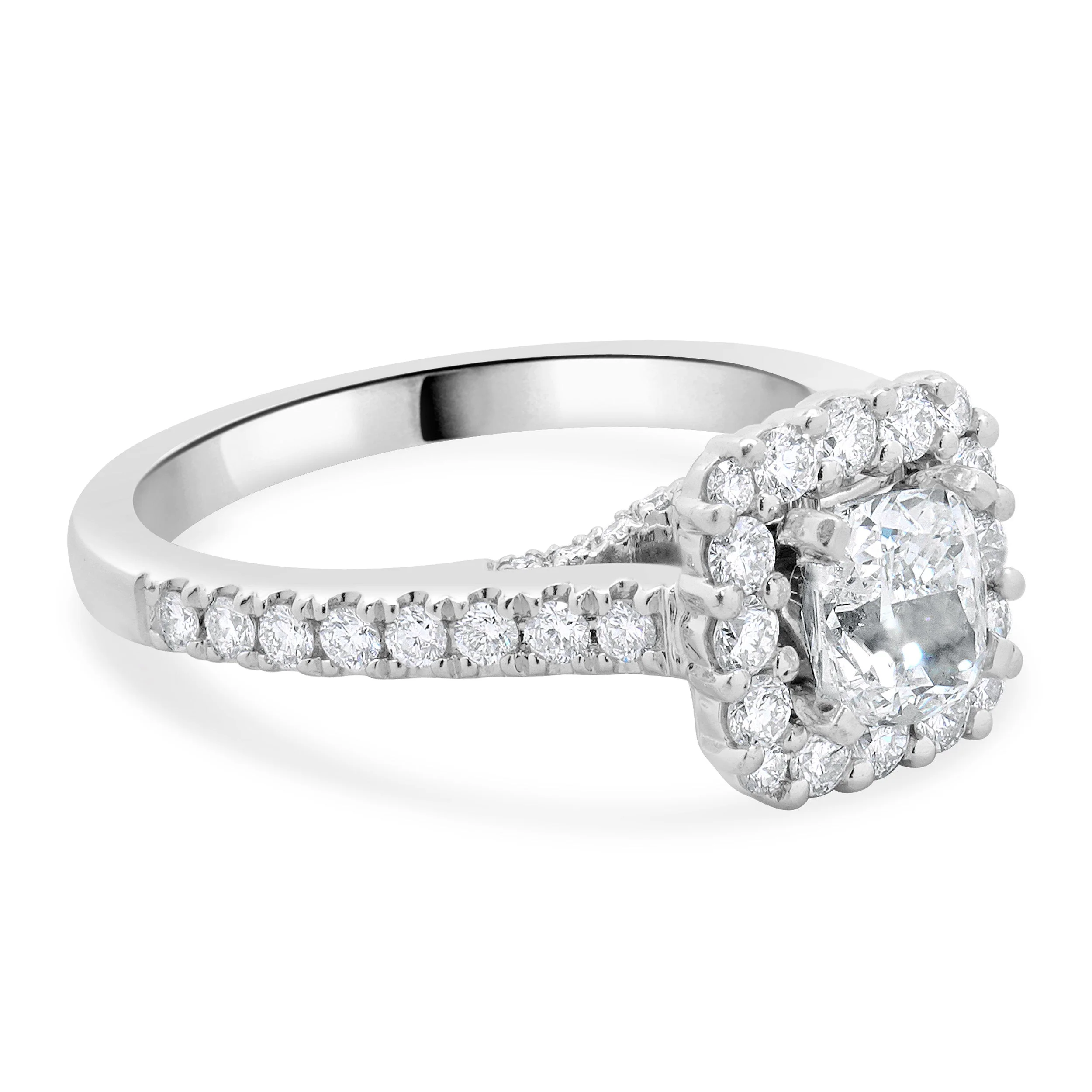 Vera Wang 14 Karat White Gold Cushion Cut Diamond Engagement Ring - Image 4