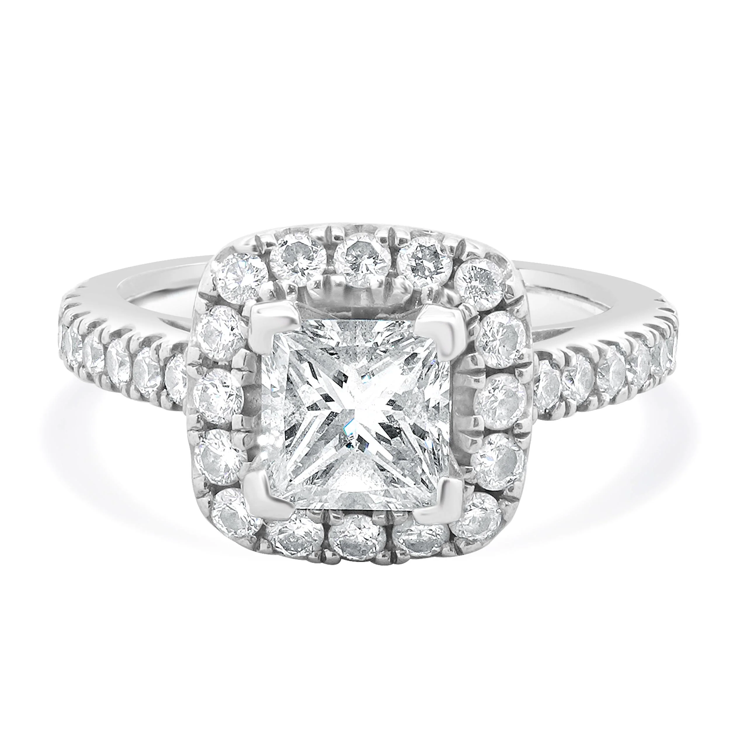 Vera Wang 14 Karat White Gold Princess Cut Diamond Engagement Ring