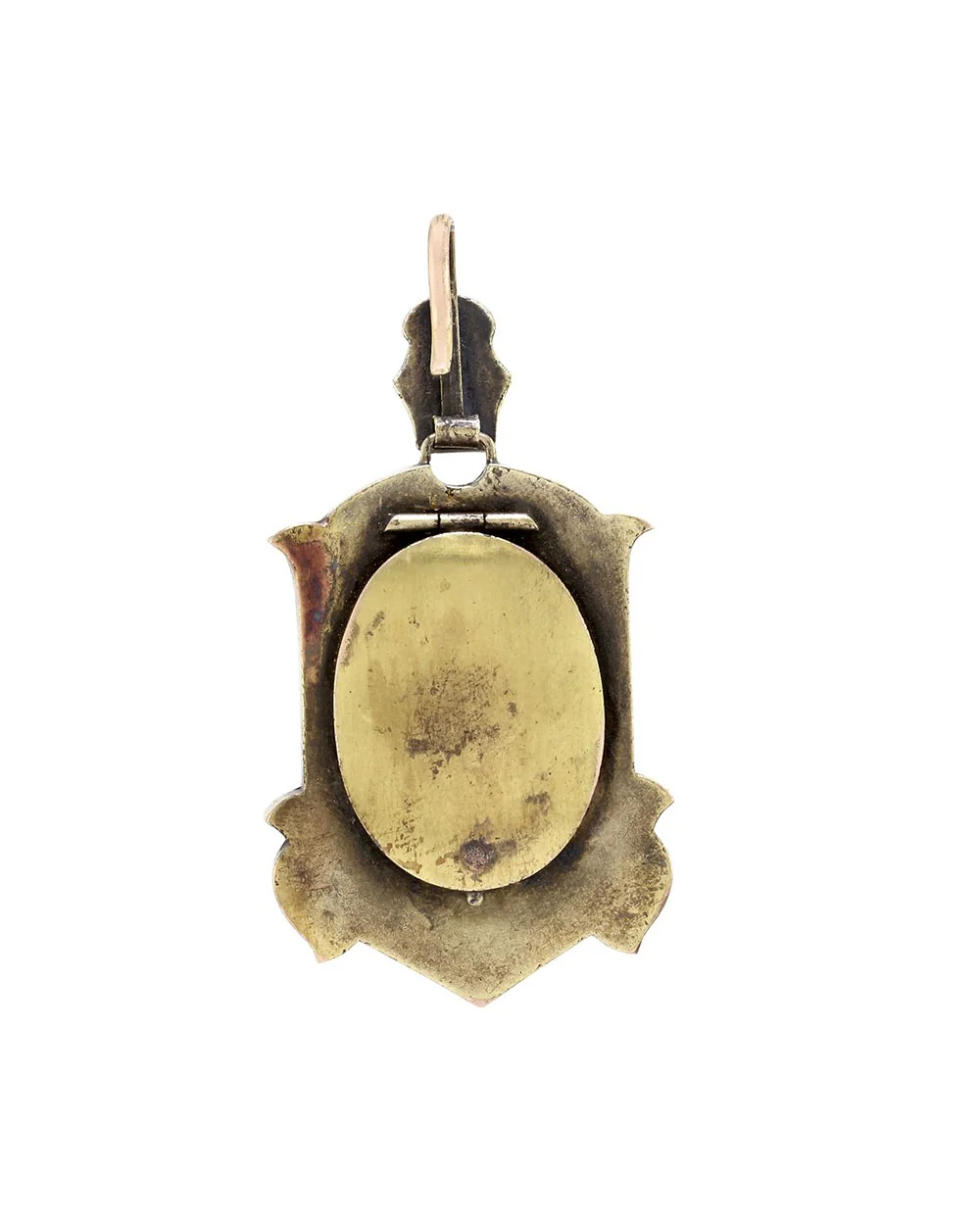 Victorian Mourning Locket Gold Enhancer Pendant with Seed Pearls - Image 3