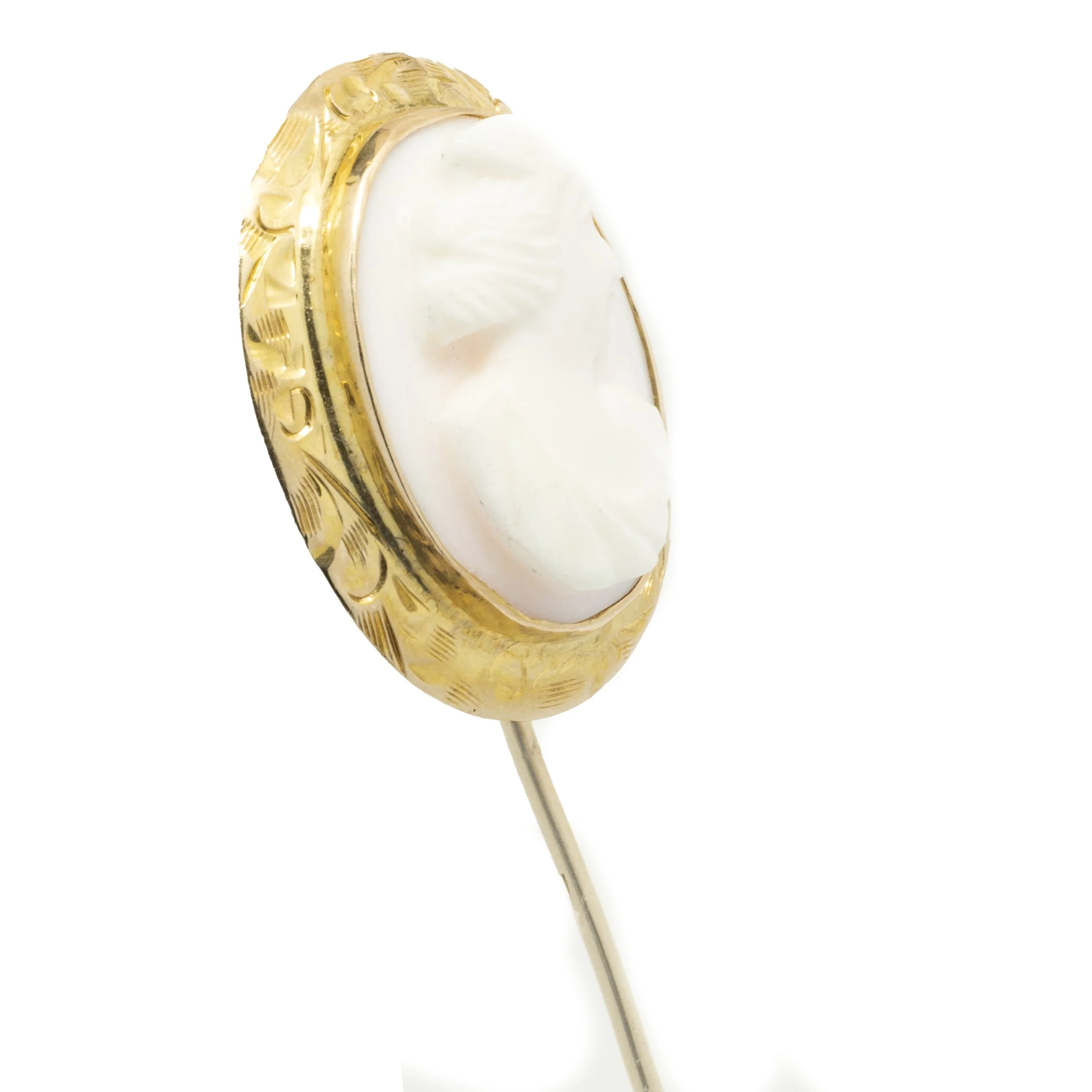 Vintage 10 Karat Yellow Gold Cameo Stick Pin - Image 2