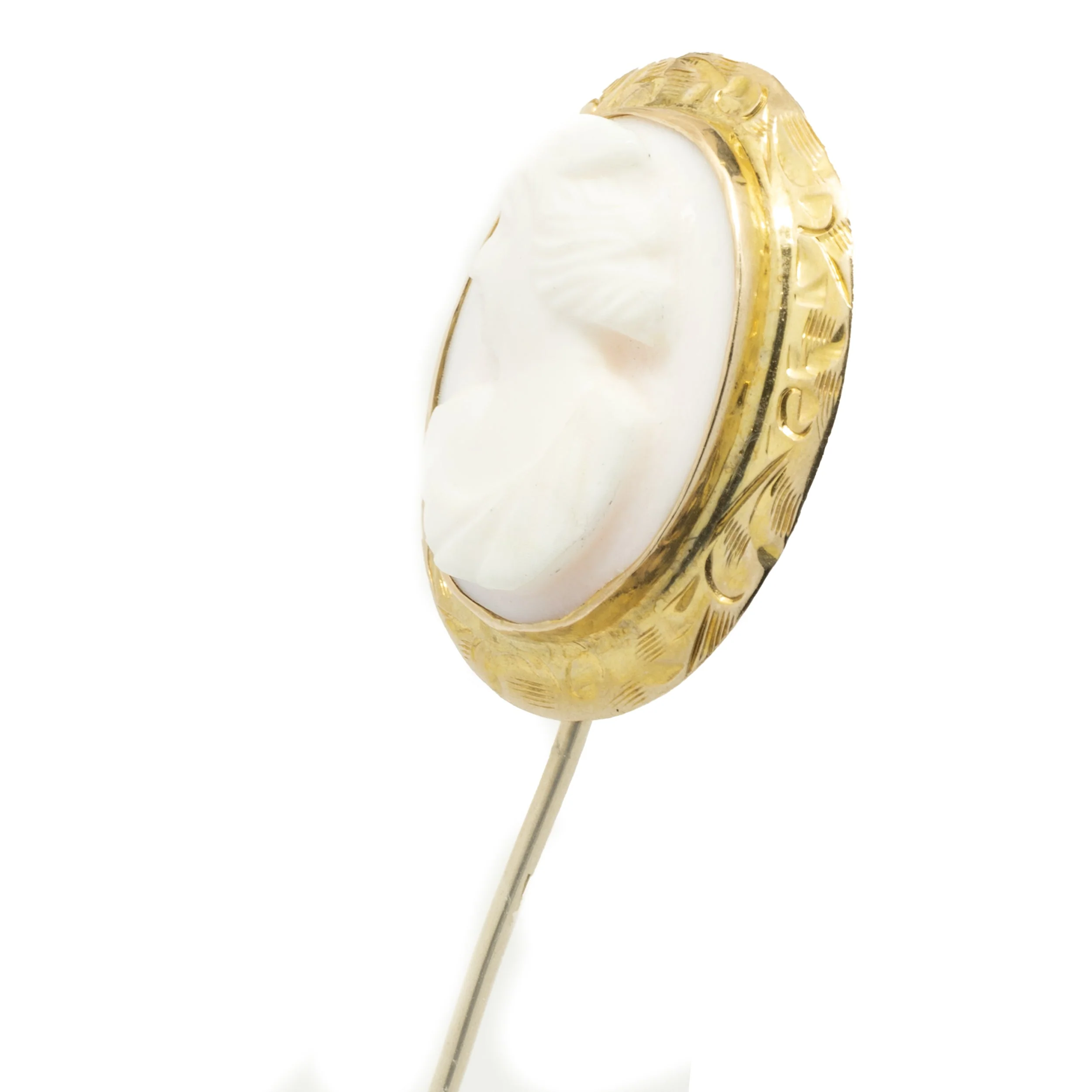 Vintage 10 Karat Yellow Gold Cameo Stick Pin - Image 3