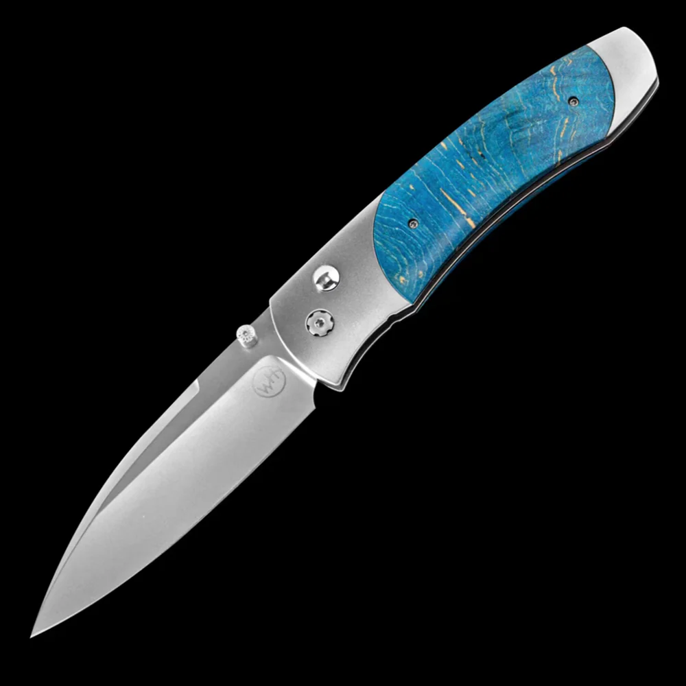 William Henry A Series Dyed Blue Maple Burl Wood Pocket Knife A300-8 - Image 2