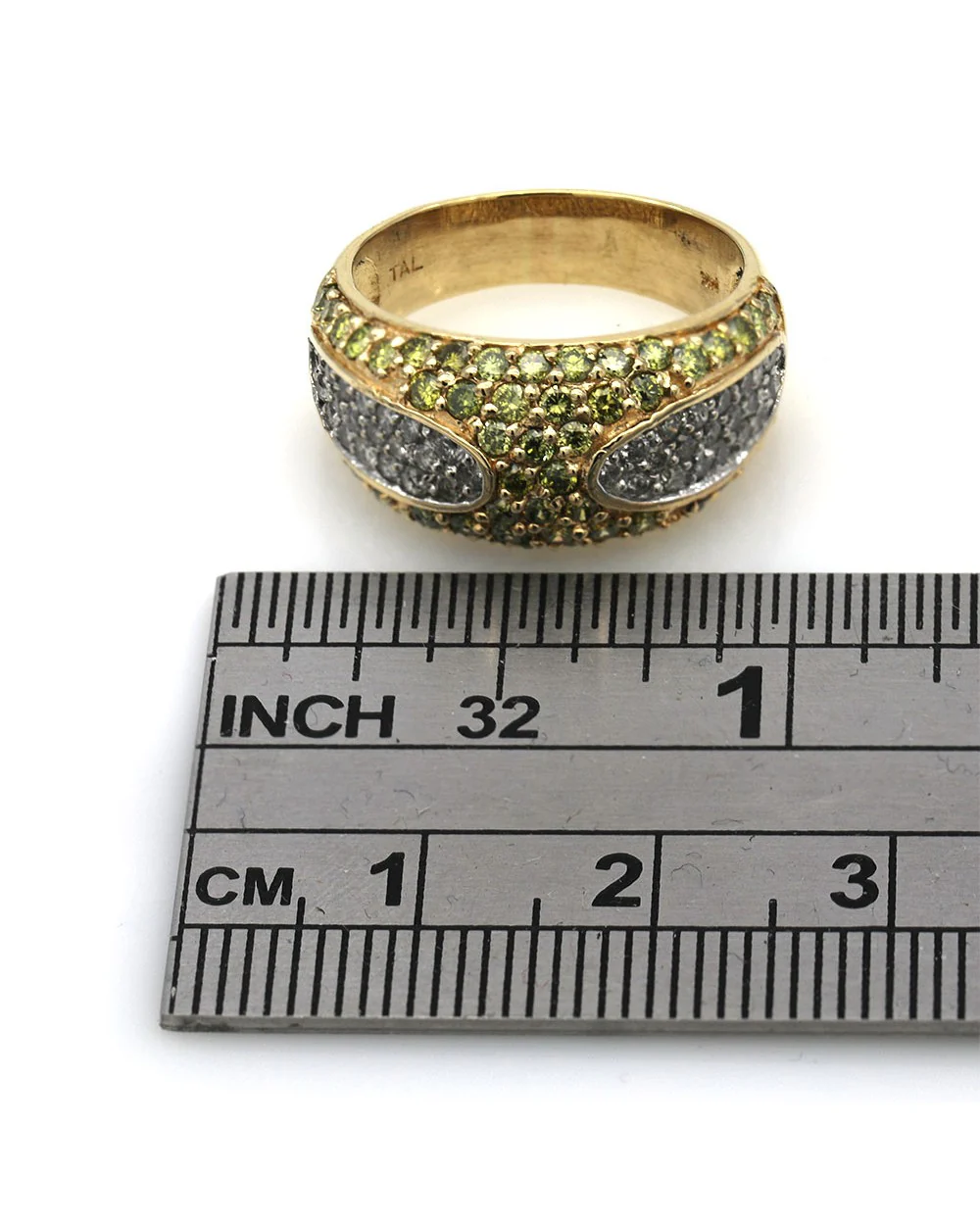 Yellow and White Diamond Pave Ring - Image 3