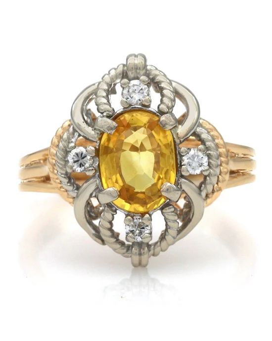 Yellow Sapphire and Diamond Accent Ring - Image 2