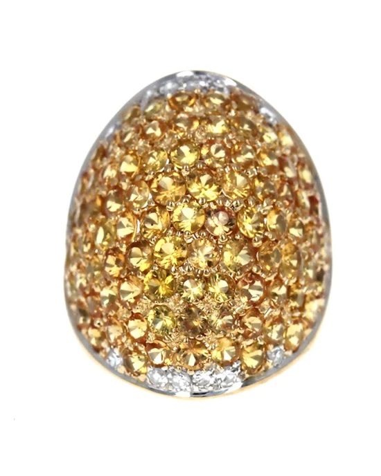 Yellow Sapphire and Diamond Dome Ring in Gold - Image 2