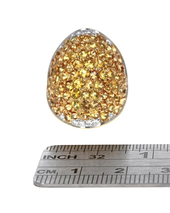 Yellow Sapphire and Diamond Dome Ring in Gold - Image 3