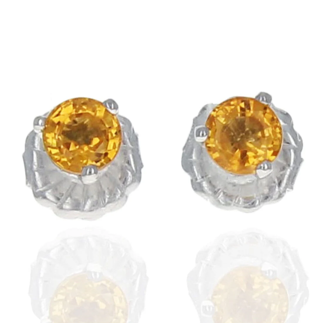 14K White Gold Yellow Sapphire Stud Earrings