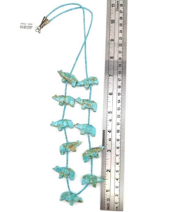 Zuni Carved Turquoise Bear Fetish Necklace - Image 4