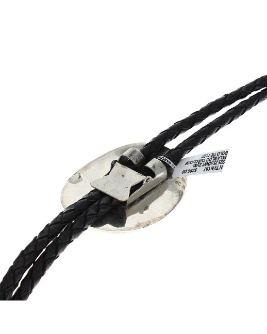 Zuni Milton Lasiloo Sterling Silver Turquoise Inlay Bolo Tie - Image 2