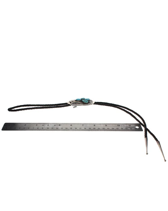 Zuni Ray Nieto Sterling Silver & Turquoise Bolo Tie - Image 3